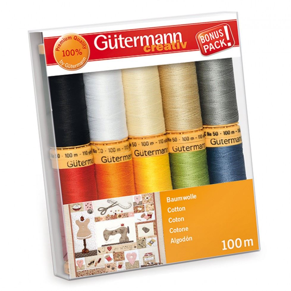Gütermann Nähfaden-Set Baumwolle, 10 Spulen - Bunt, Farbe 1