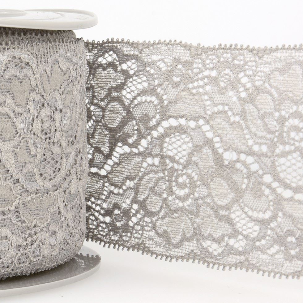 Stephanoise Stretch Lace Trim Grey