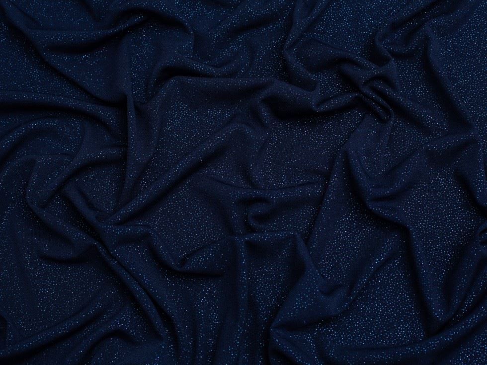 Minerva Core Range Dazzle Glitter ITY Silky Stretch Knit Fabric Navy Blue
 