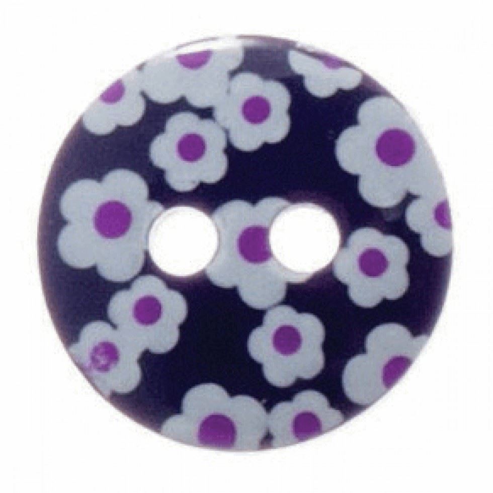Hemline Round Flower Buttons Purple