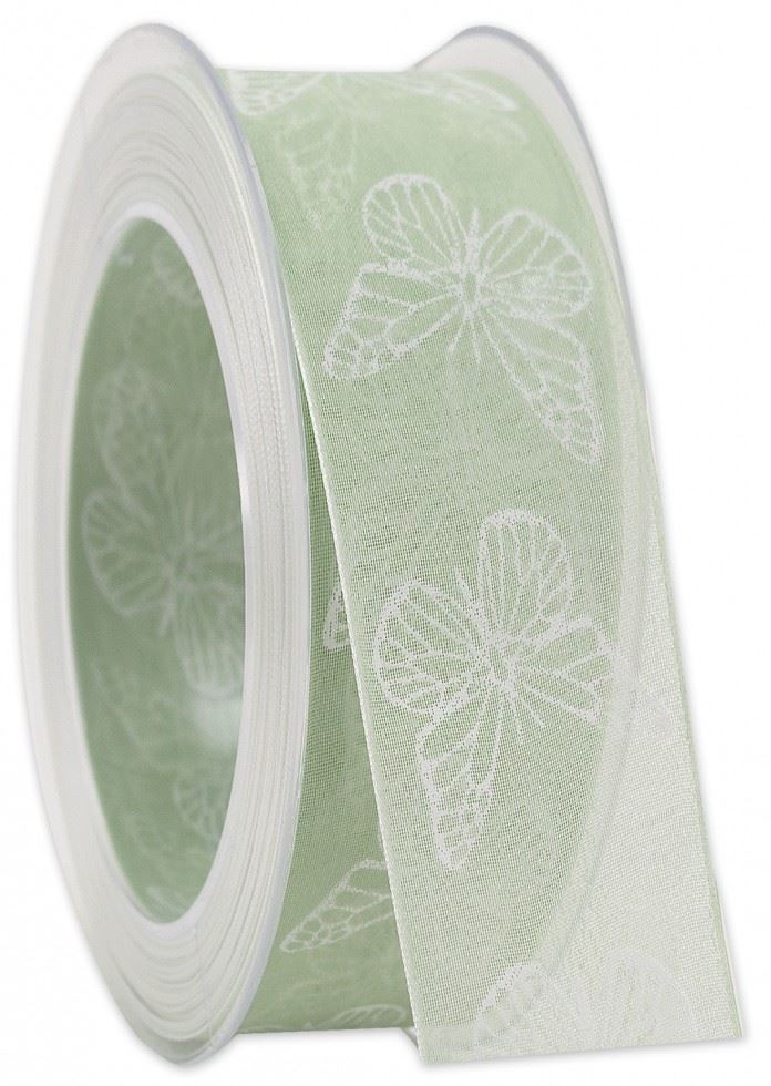 Mint Green Butterfly Print Ribbon (Value Roll)