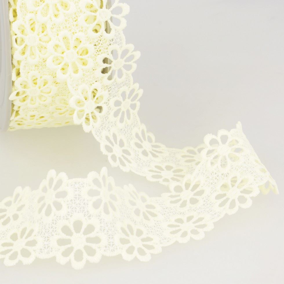 Stephanoise Guipure Lace Trim Straw Yellow