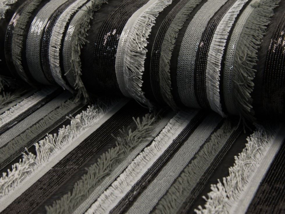 Black Deadstock Sequin Mesh Fabric