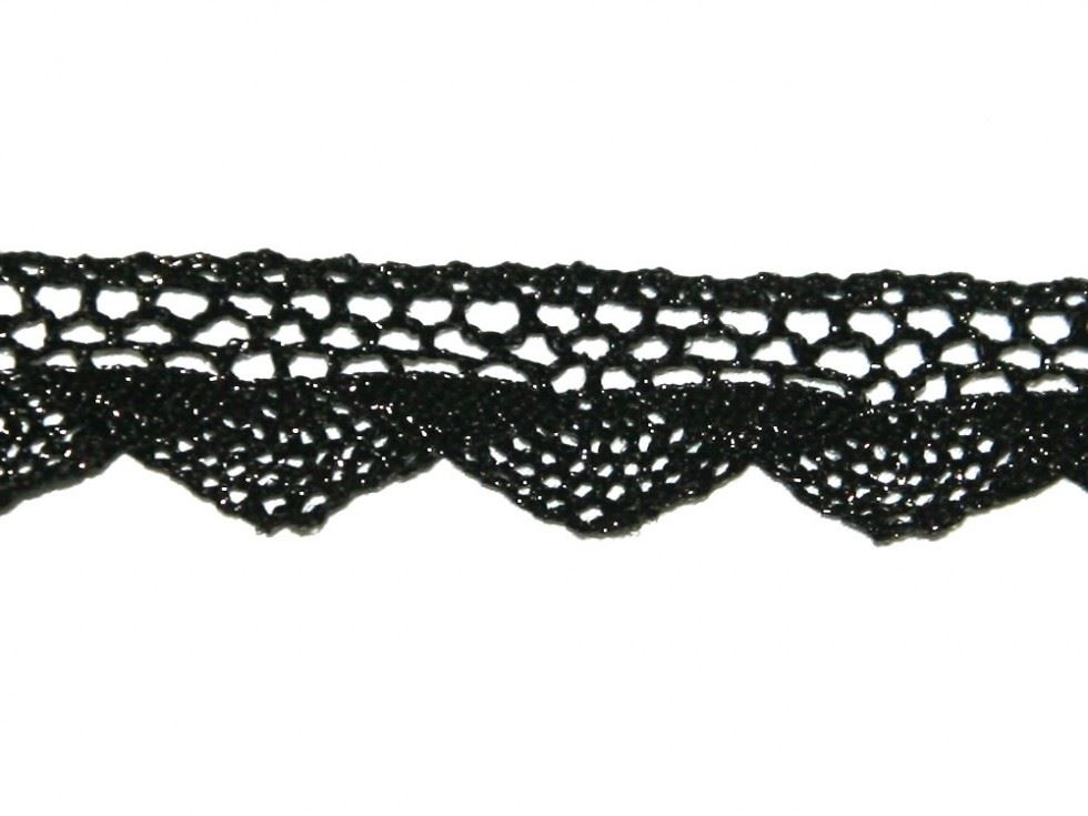 Essential Trimmings Black Metallic Lace Trim (Value Roll)