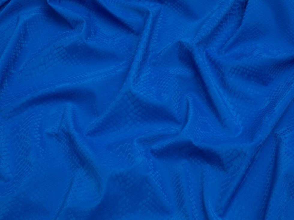 Minerva Core Range Bright Blue Snakeskin Activewear Lycra Four Way Stretch Knit Fabric