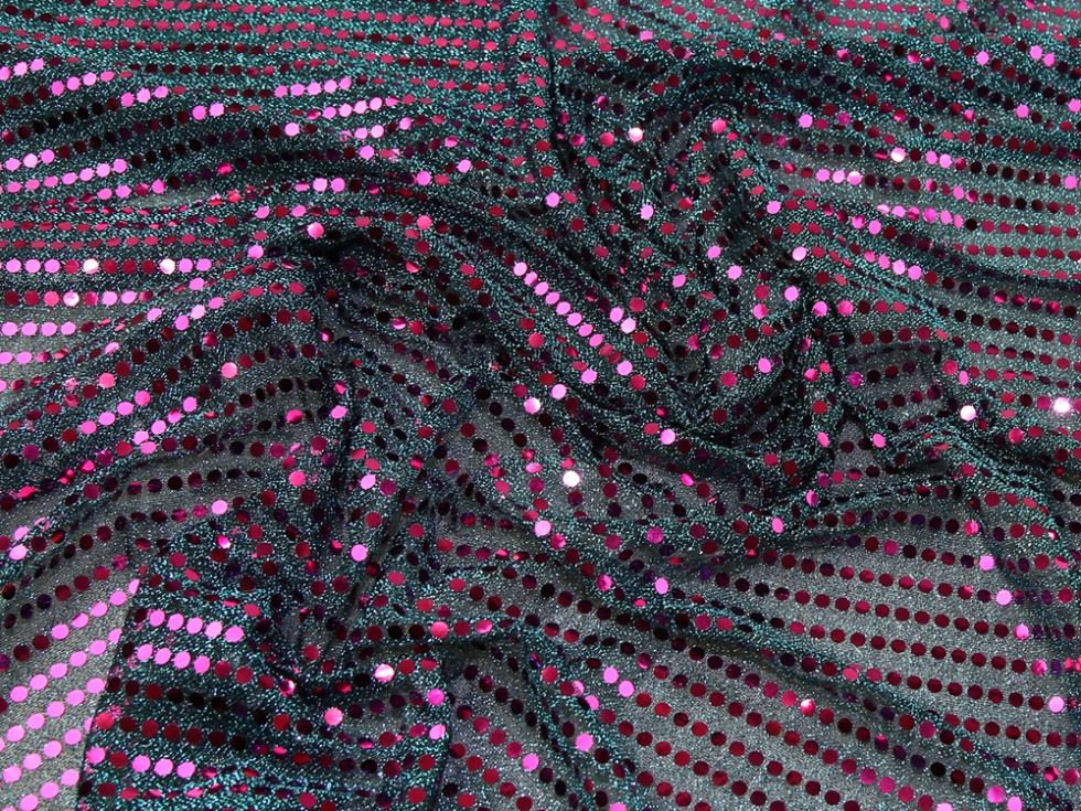 Cerise On Turquoise Deadstock Sequin Stretch Knit Fabric