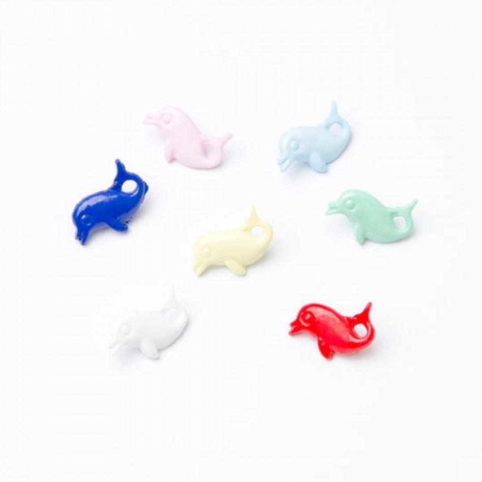 Assorted Colours Dolphin Buttons (Value Pack)