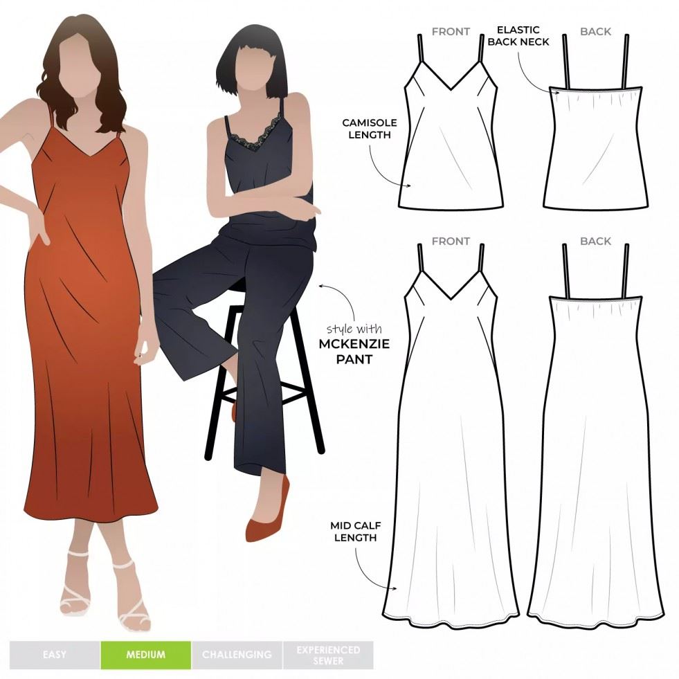 Style Arc Sewing Pattern Kingsley Bias Cut Dress & Cami
