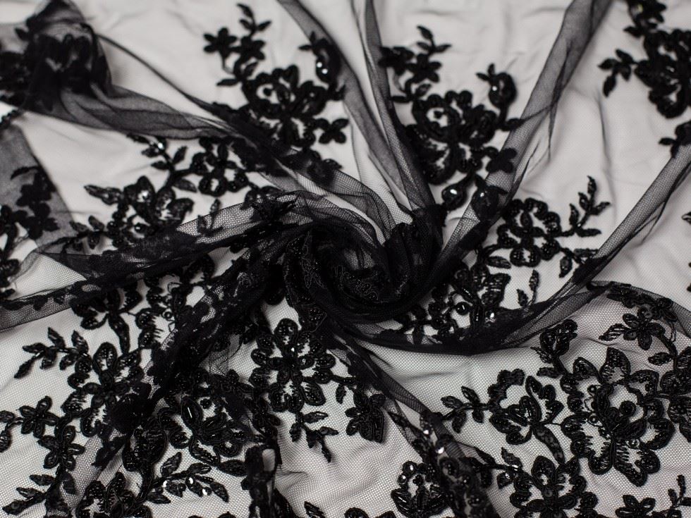 Naomi Beaded Lace Fabric 130cm / 52" Wide - per metre - Picture 2 of 10