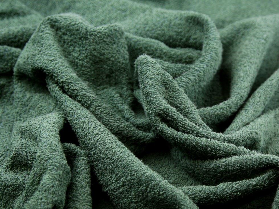 Bottle Green Deadstock Cotton Towelling Fabric