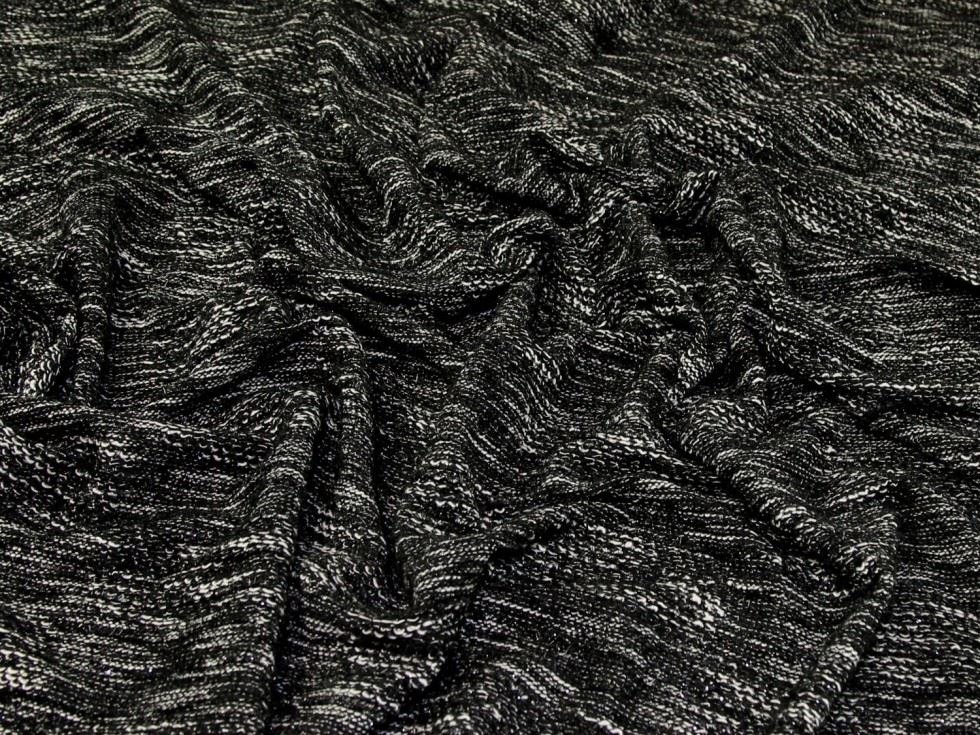 Black & Ivory Deadstock Slub Sweater Knit Stretch Fabric