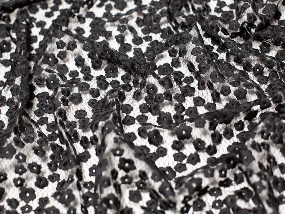 Minerva Core Range Black Molly Embroidered Lace Fabric