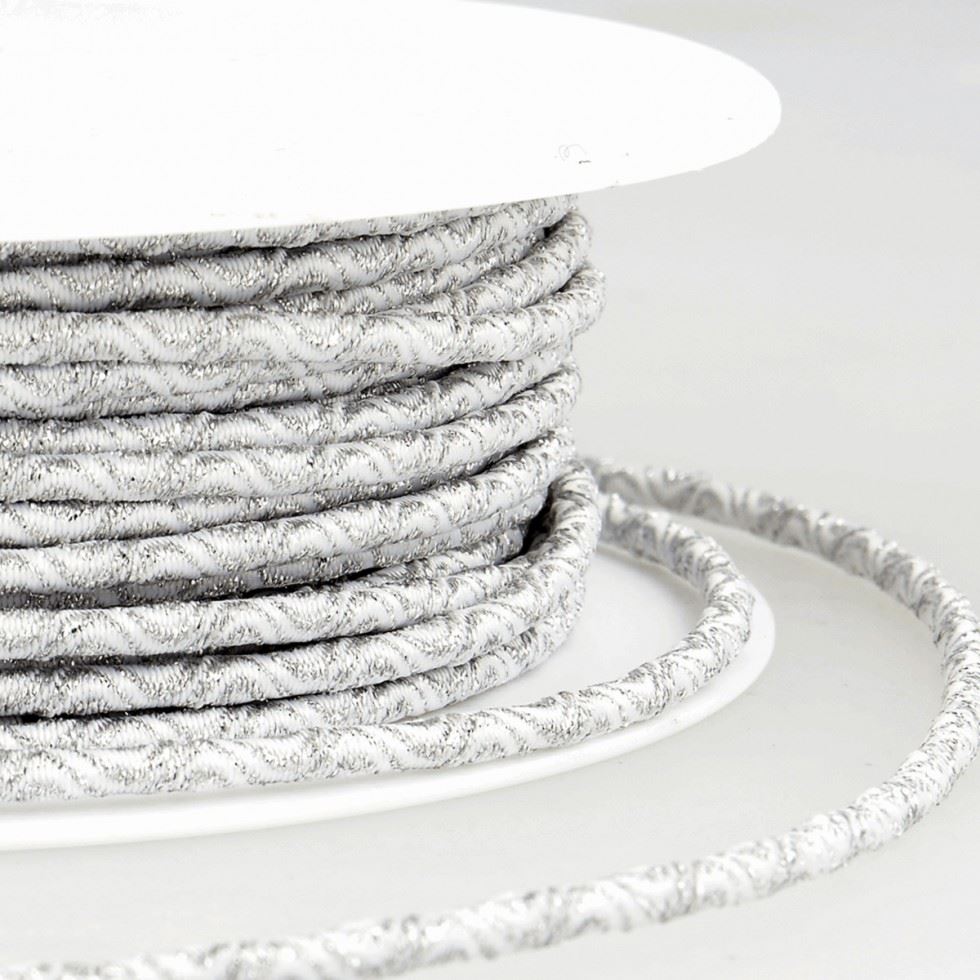 Stephanoise Wave Patterened Round Elastic White & Silver
 