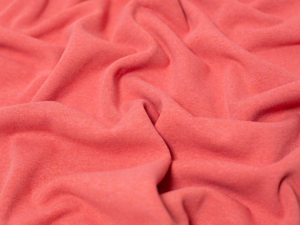 Minerva Core Range Bright Red Melange Tubular Ribbing Stretch Knit Fabric