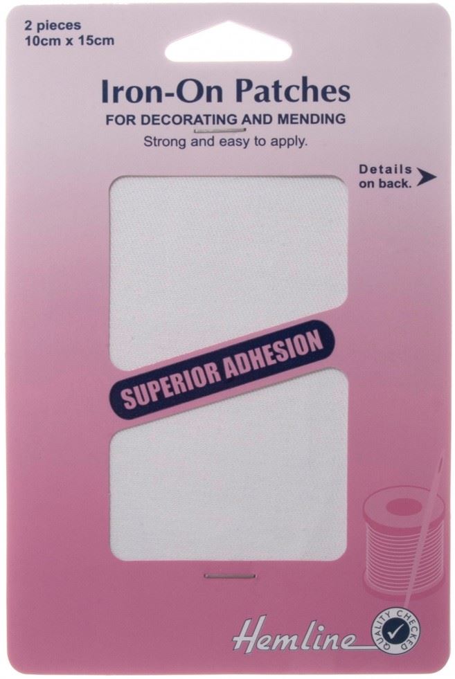 Hemline White Cotton Twill Patches