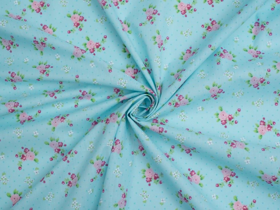 Blue Printed Polycotton Fabric