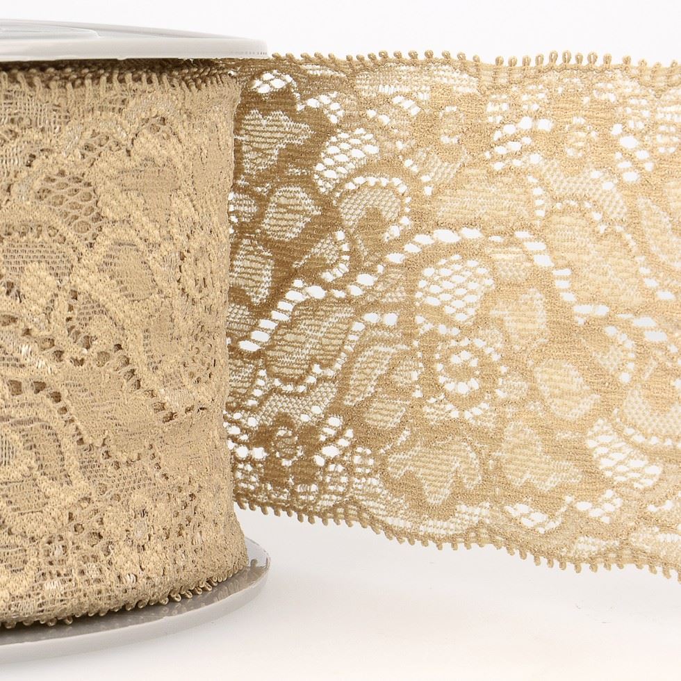 Stephanoise Stretch Lace Trim Mocha Brown