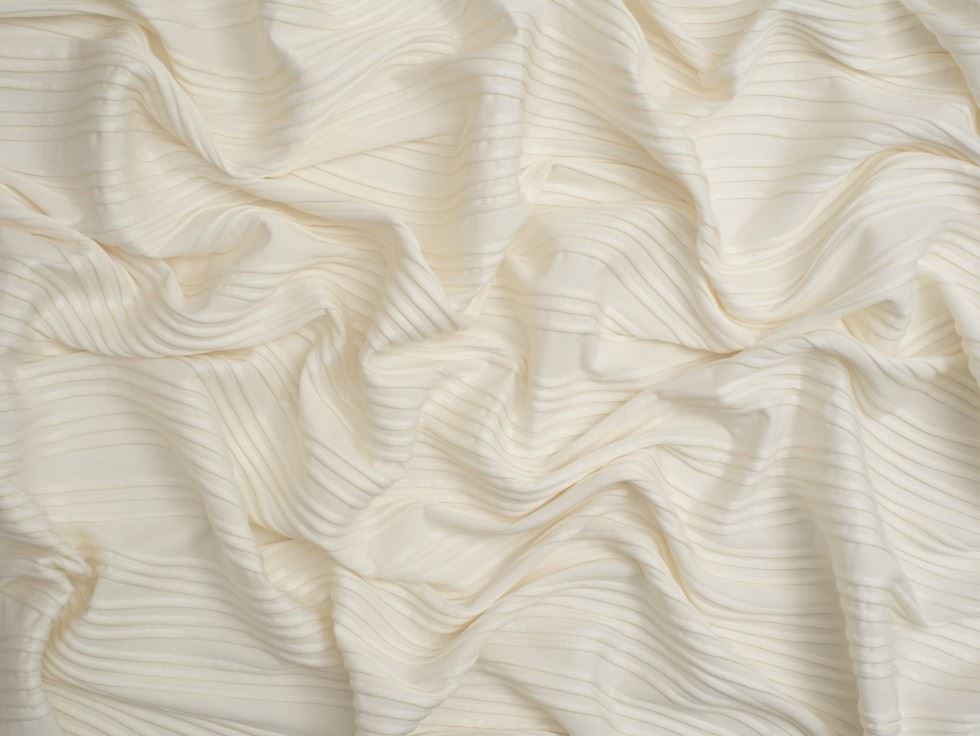 Minerva Core Range 3D Wave Textured Stretch Knit Fabric Cream
 
