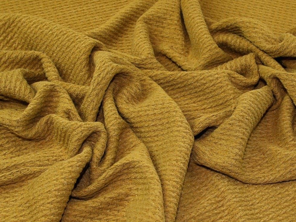Deadstock Rope Sweater Knit Stretch Fabric Ochre
 