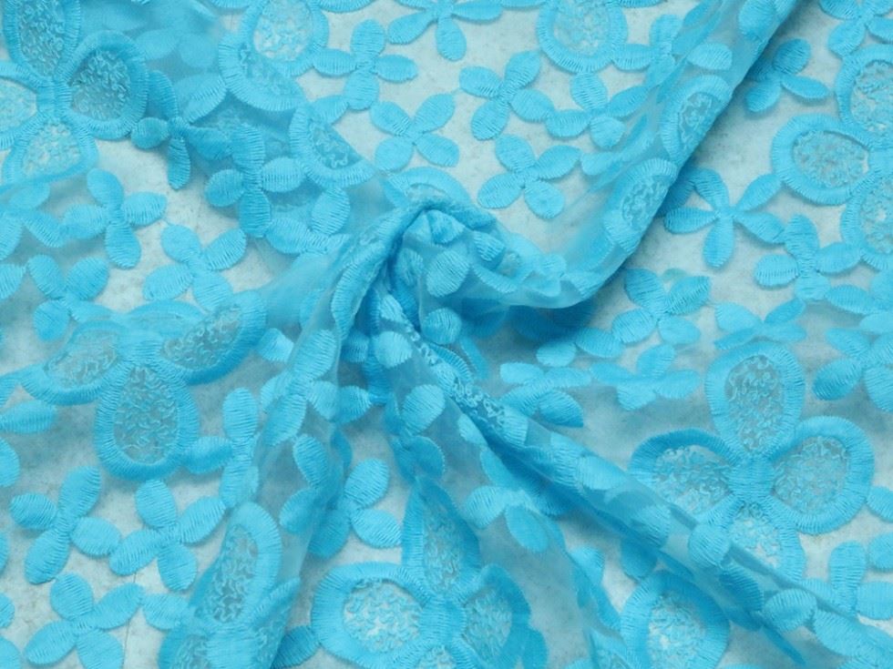 Turquoise Deadstock Guipure Lace Fabric