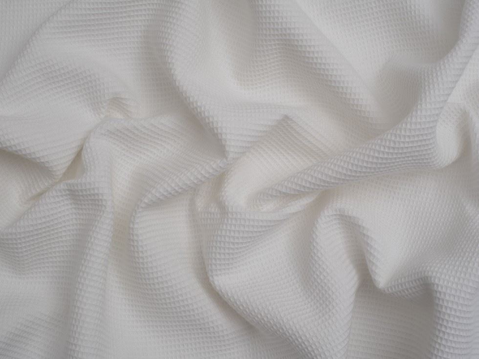 Minerva Core Range White Mini Cotton Waffle Fabric