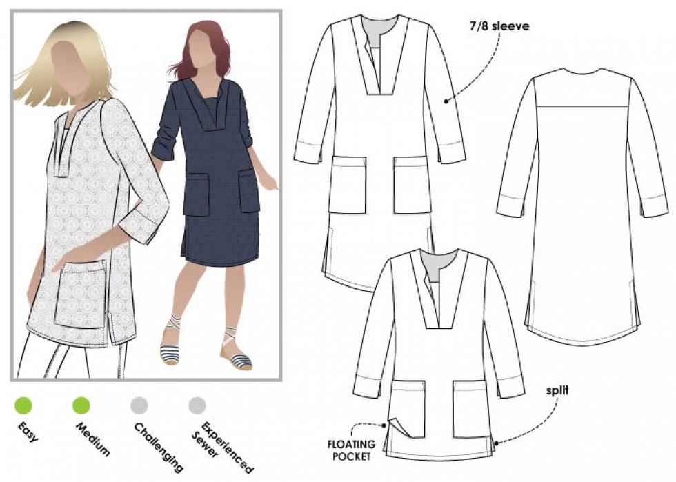 Style Arc Sewing Pattern Roslyn Tunic Dress