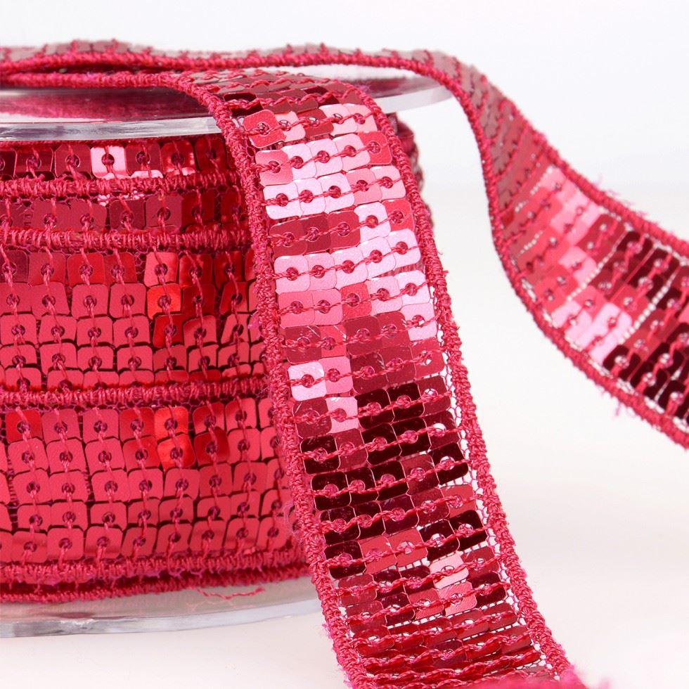 Stephanoise Sequin Trim Fuchsia Pink
 