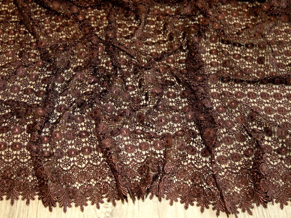 Brown Deadstock Heavy Guipure Lace Fabric