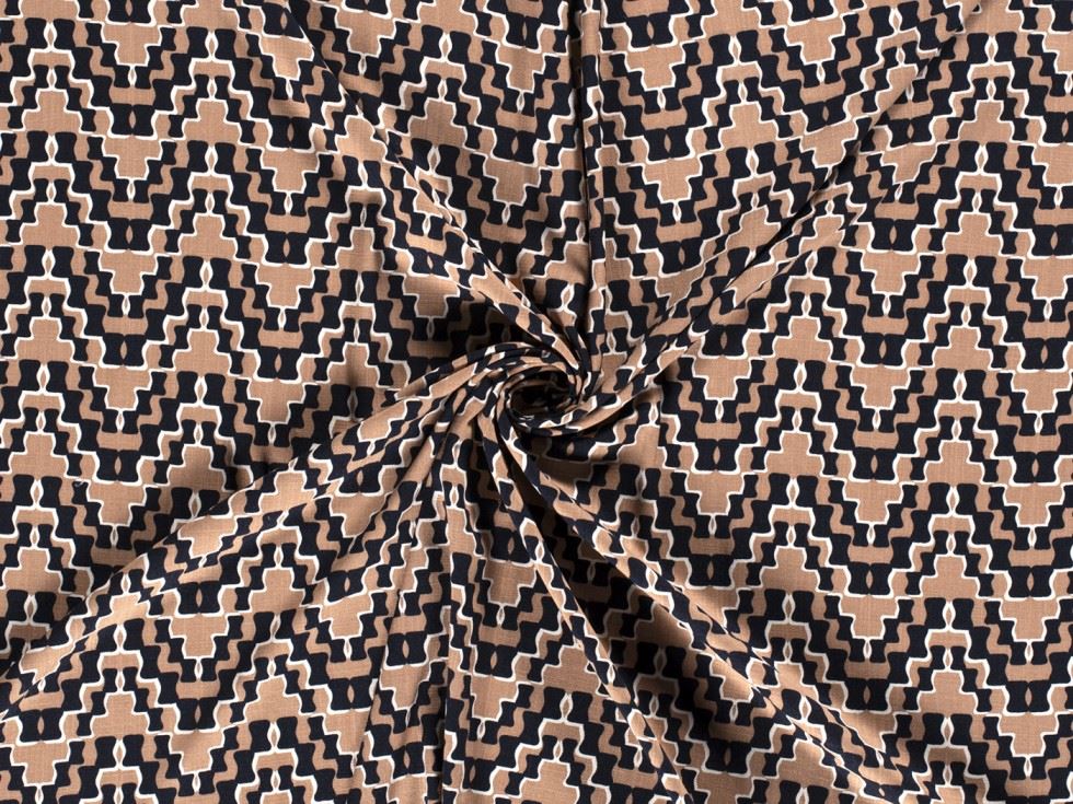 Stretch Woven Linen Look Viscose Fabric Brown