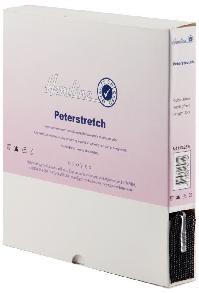Hemline Black Petastretch Waistband Elastic