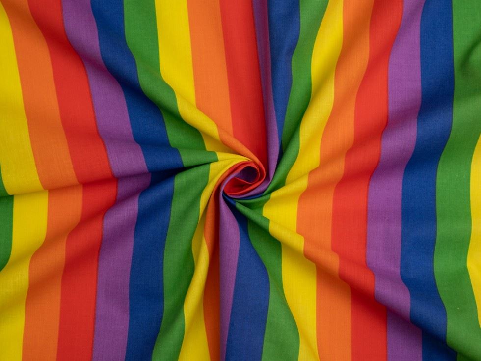 Minerva Core Range Printed Polycotton Fabric 27mm Rainbow
 