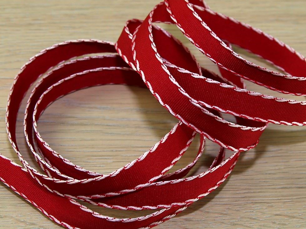 Stitched Edge Fancy Ribbon Red