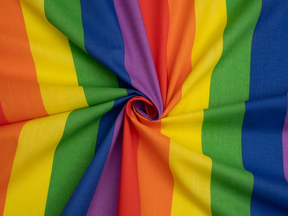 Minerva Core Range Printed Polycotton Fabric 52mm Rainbow
 