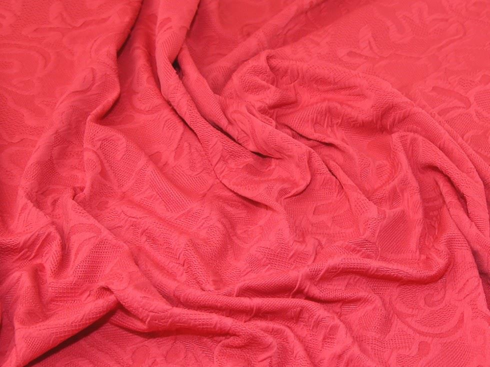 Coral Pink Deadstock Textured Stretch Knit Fabric