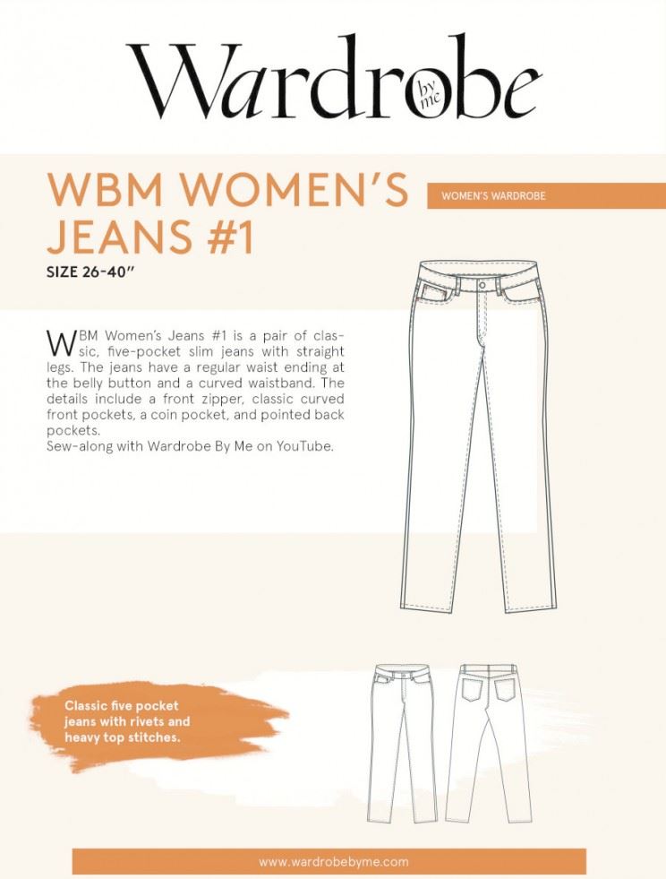 Wardrobe By Me Paper Sewing Pattern Womens Five Pocket Jeans
