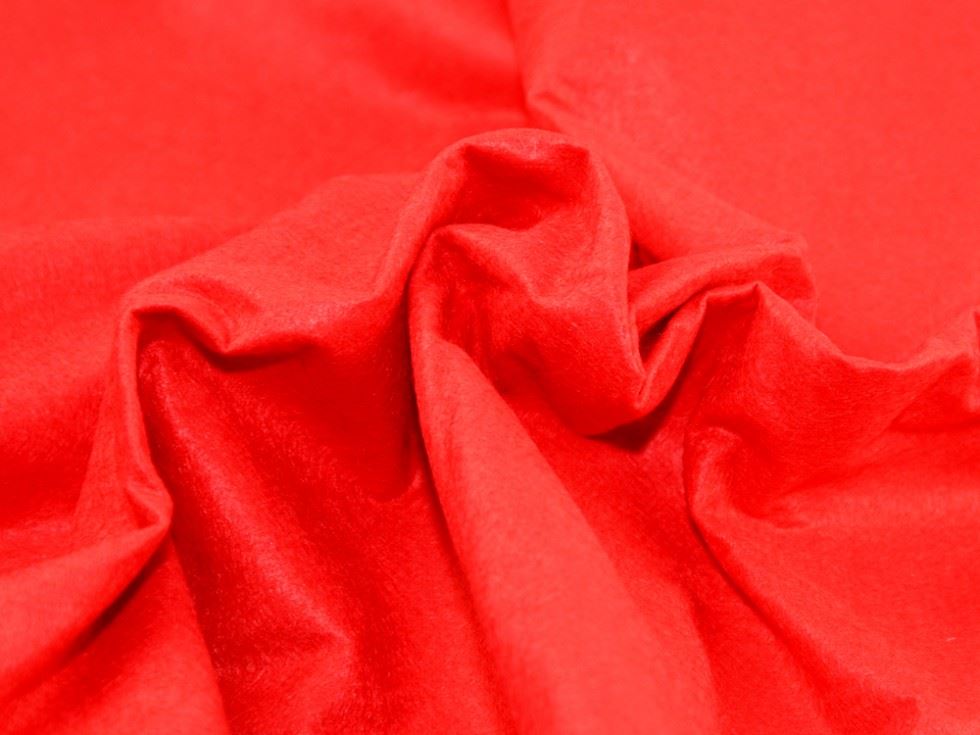Red Deadstock Wool Felt Fabric
