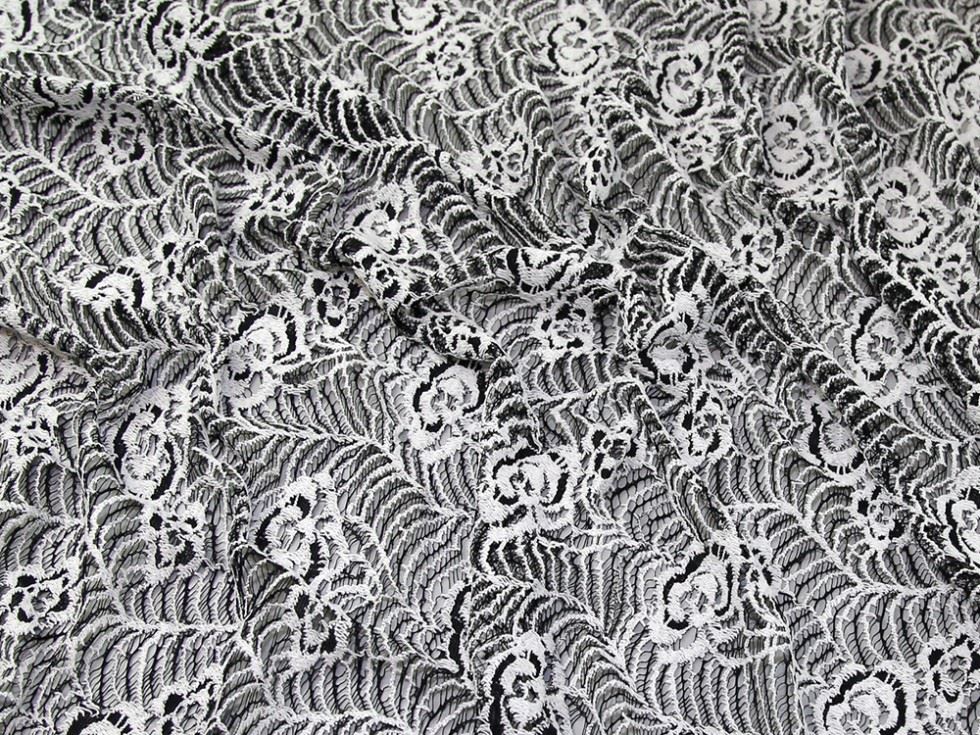 Lady Mcelroy Black & White Cotton Lace Fabric