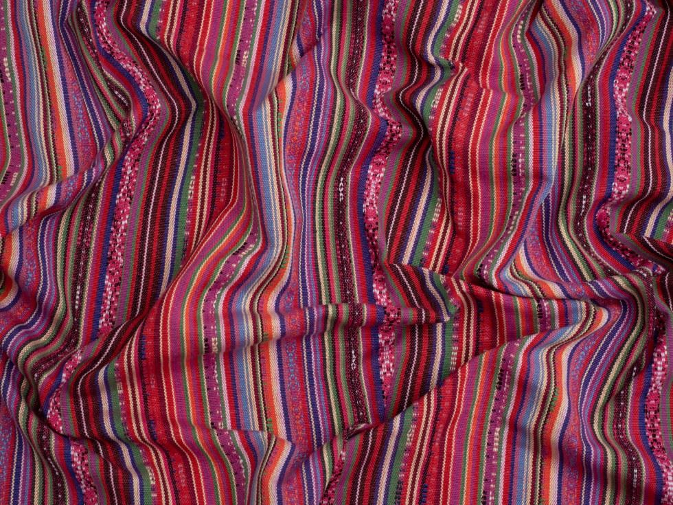 Minerva Core Range Mexico Woven Stripe Jacquard Canvas Fabric Strawberry
 