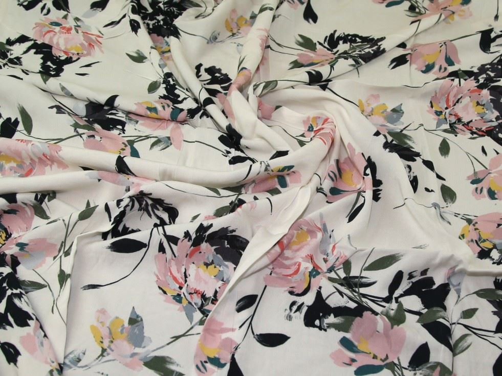 John Kaldor Ivory Fernando Viscose Challis Fabric