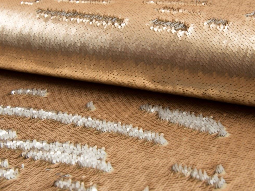 Gold & Silver Deadstock Reversible Flip Sequin Mesh Fabric