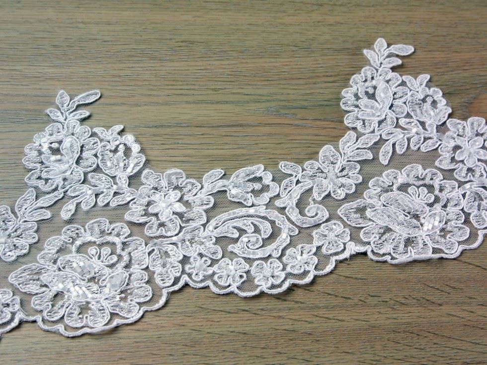 White Naomi Beaded Lace Trim