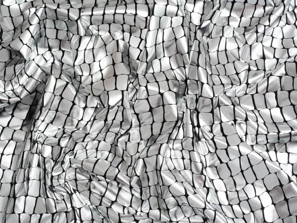 Minerva Core Range Metallic Activewear Lycra Four Way Stretch Knit Fabric Silver
 