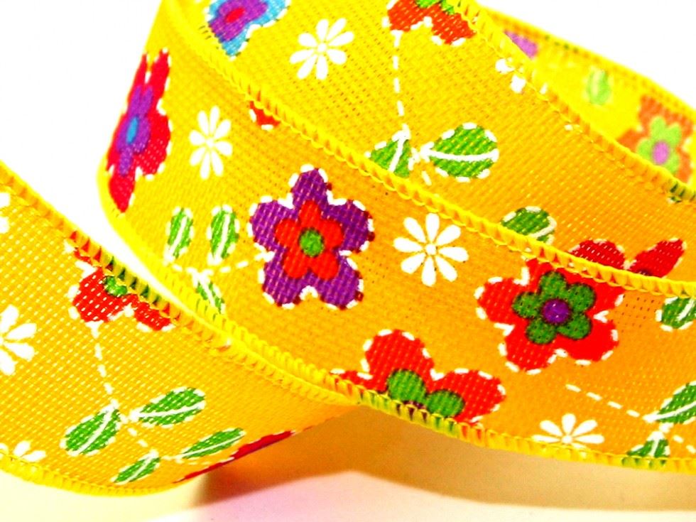 Yellow Rustic Flower Ribbon