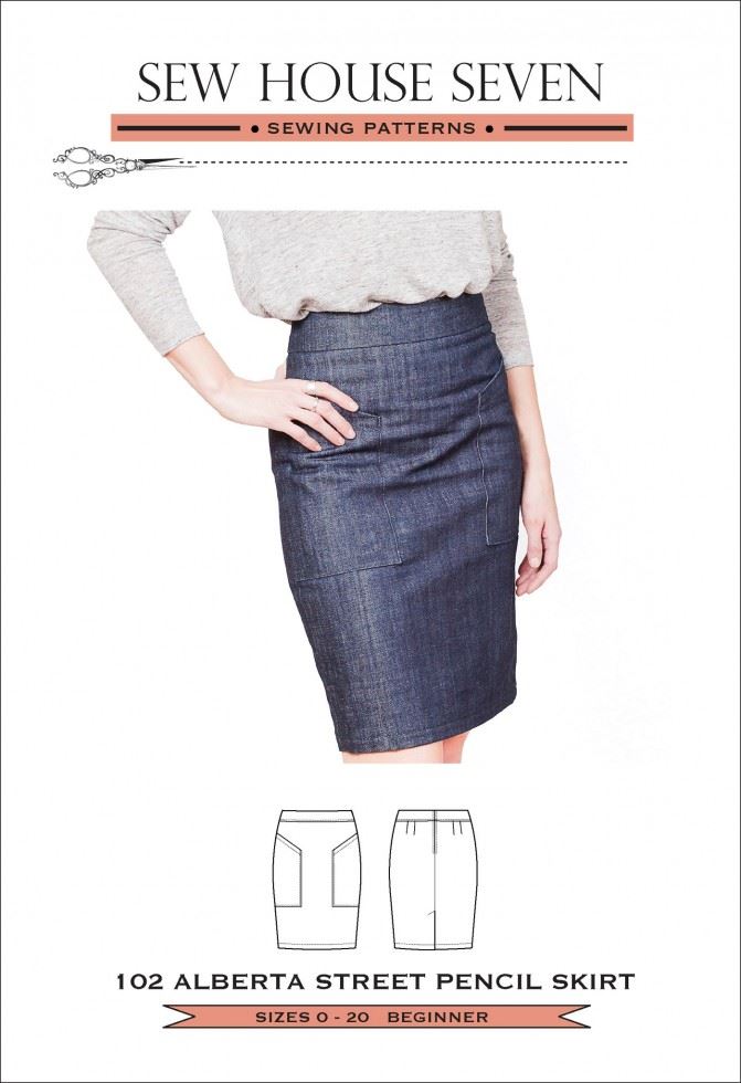 Sew House Seven Paper Sewing Pattern Alberta Street Skirt
 