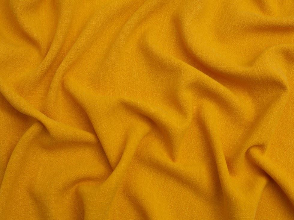 Minerva Core Range Ochre Textured Viscose Linen Noil Fabric