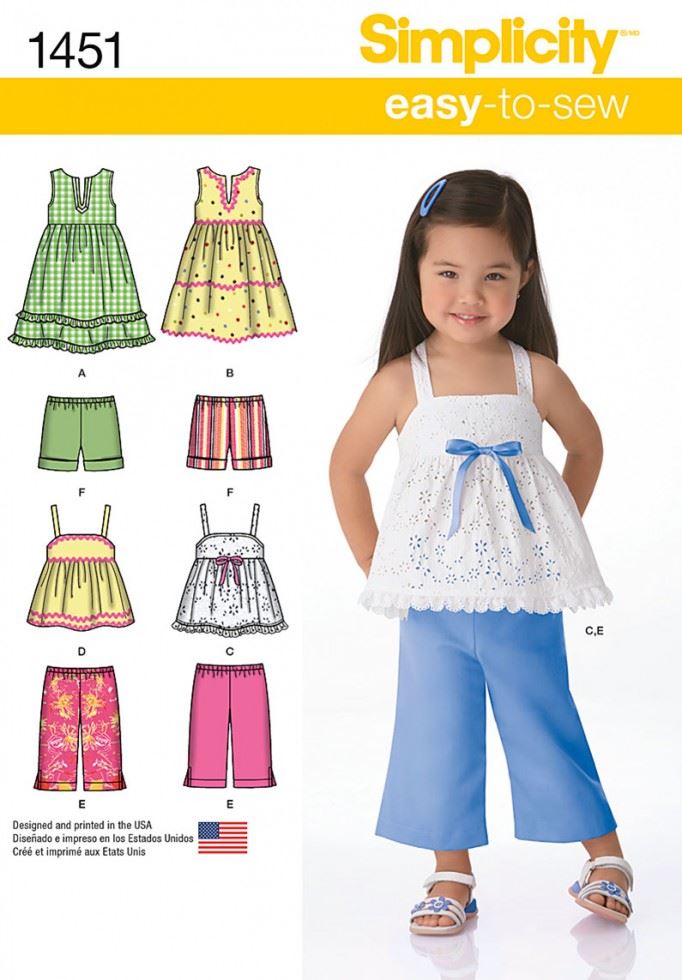 SIMPLICITY 1451 TODDLERS DRESS TOP TROUSERS SHORTS Sewing Pattern Sizes 0-4  Yrs - Image 7