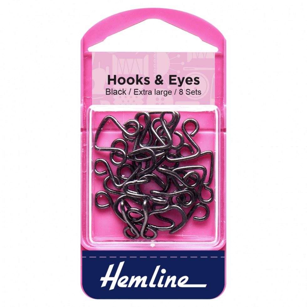Hemline Black Hook & Eye Fastenings