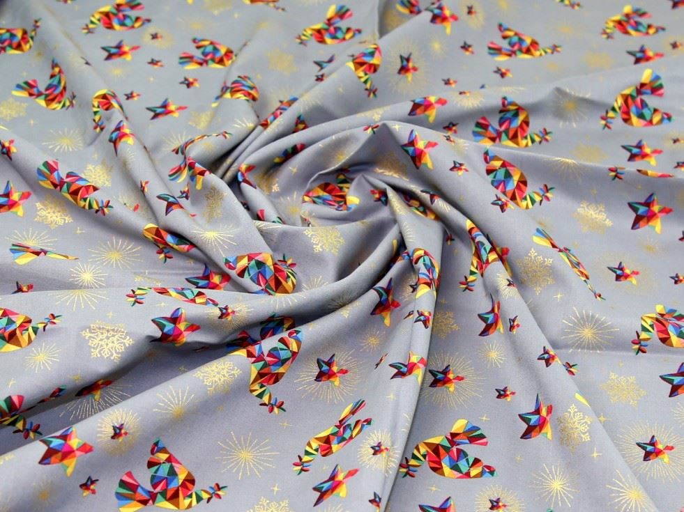Deadstock Metallic 100% Cotton Fabric Grey
 