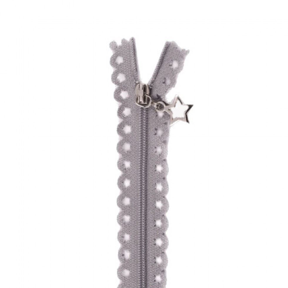 Star Lace Dress Zips Light Grey