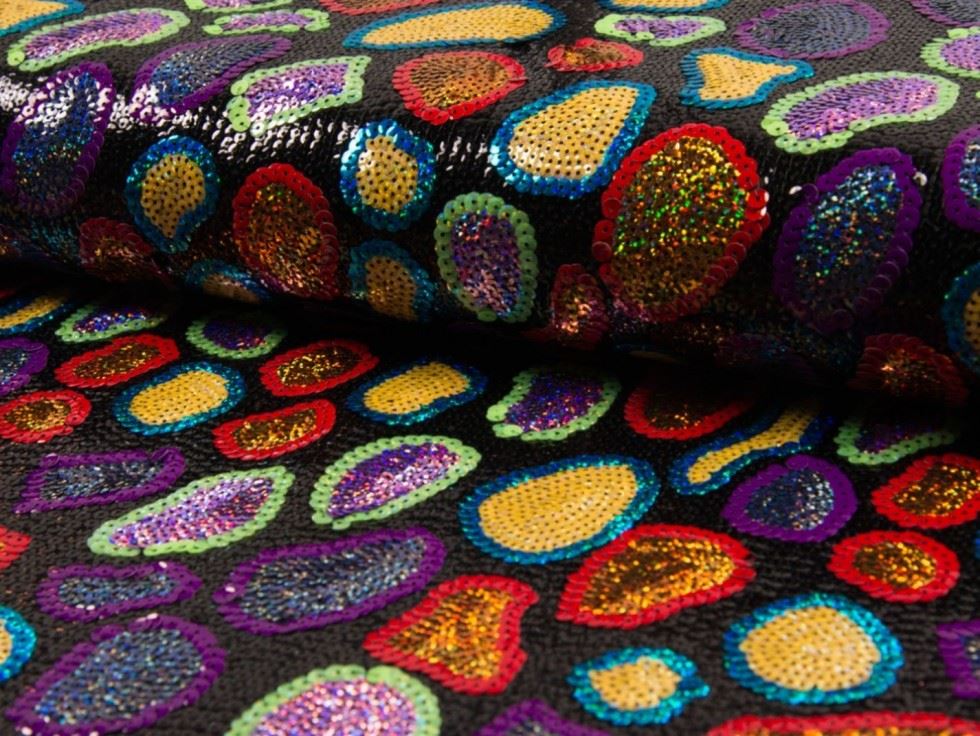 Multicoloured Deadstock Sequin Mesh Fabric